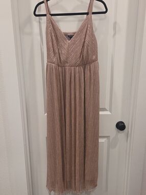 torrid Rose Gold Metallic Pleated Maxi Dress